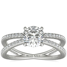 鉑金 Blue Nile Studio 華貴鑽石訂婚戒指（1/3 克拉總重量）